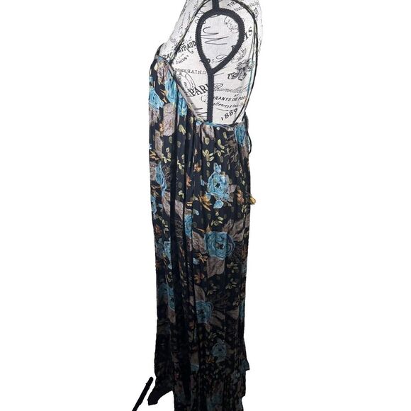 Natural Life The Alice Metallic Maxi Floral Sleeveless Dress Tie Back Sz M Boho - Picture 5 of 12